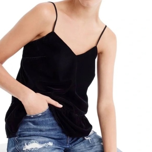 J. Crew Velvet Peplum Camisole Tank Top Black 6P - Picture 8 of 8